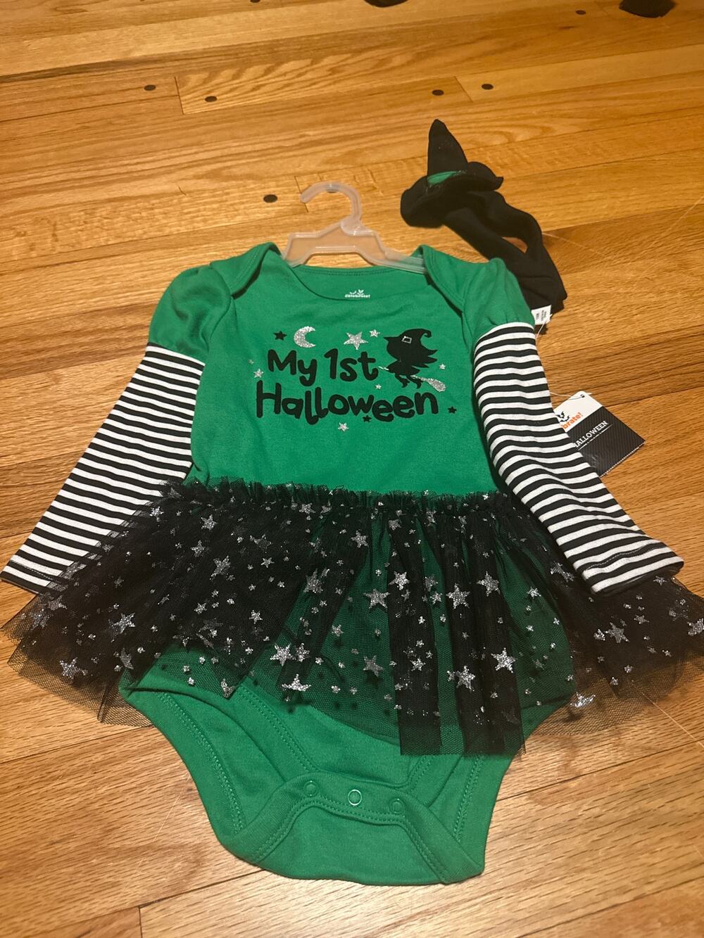 NEW Baby Witch Costume 18 Months Tutu One Piece Witch Hat Headband Halloween
